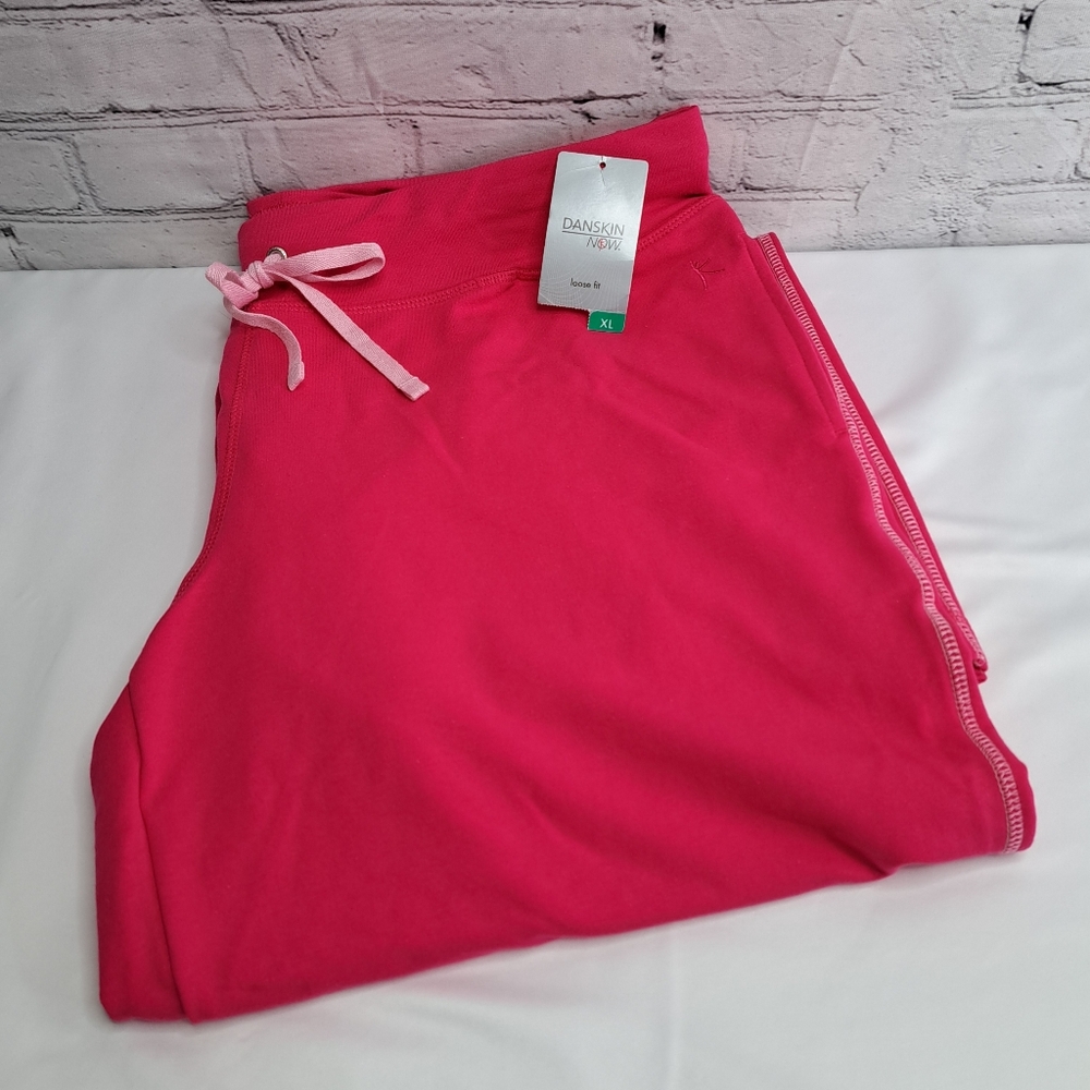 'DANSKIN NOW' FRENCH TERRY LOOSE FIT STRAIGHT-LEG ATHLEISURE PANTS in POSEY PINK - Picture 15 of 15